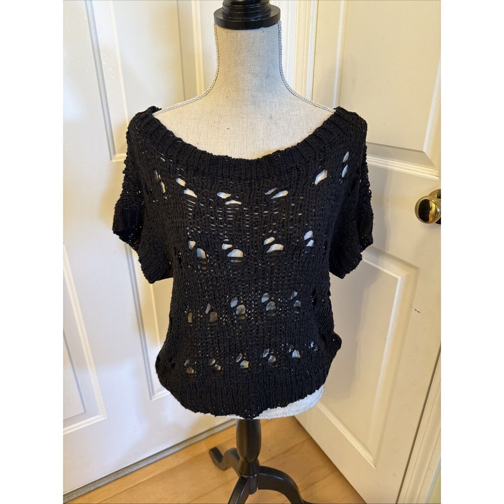 OPENWEAVE express Size S Black Short sleeved Sweater Whimsygoth 90s Off Shoulder